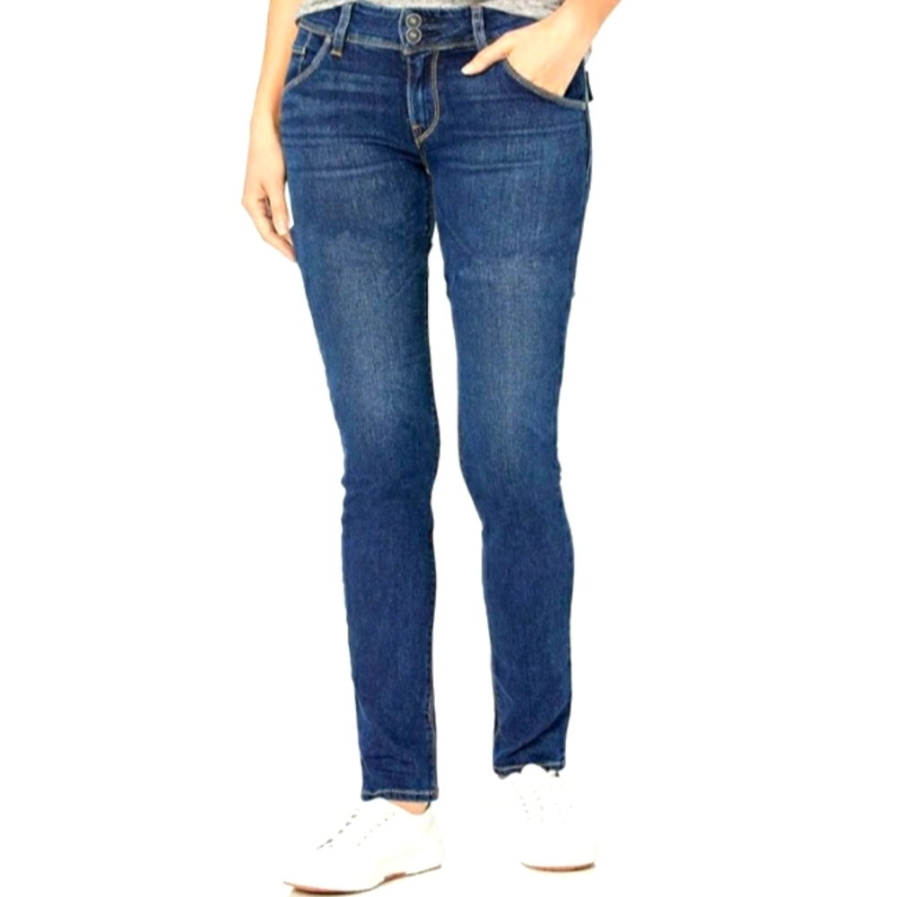 🌱 NWT Hudson Collin Midrise Skinny Jeans with Enhance Italian Stretch Blue Sz25